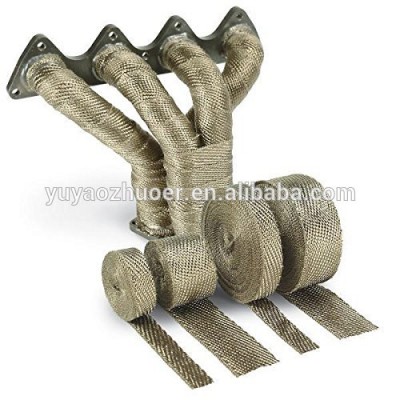 AWAKE Basalt Fiber Exhaust Header Wrap 5cm Wide 5/10/15m Length Motorcycle Pipe Heat Protection Tape Titanium Gold 15M